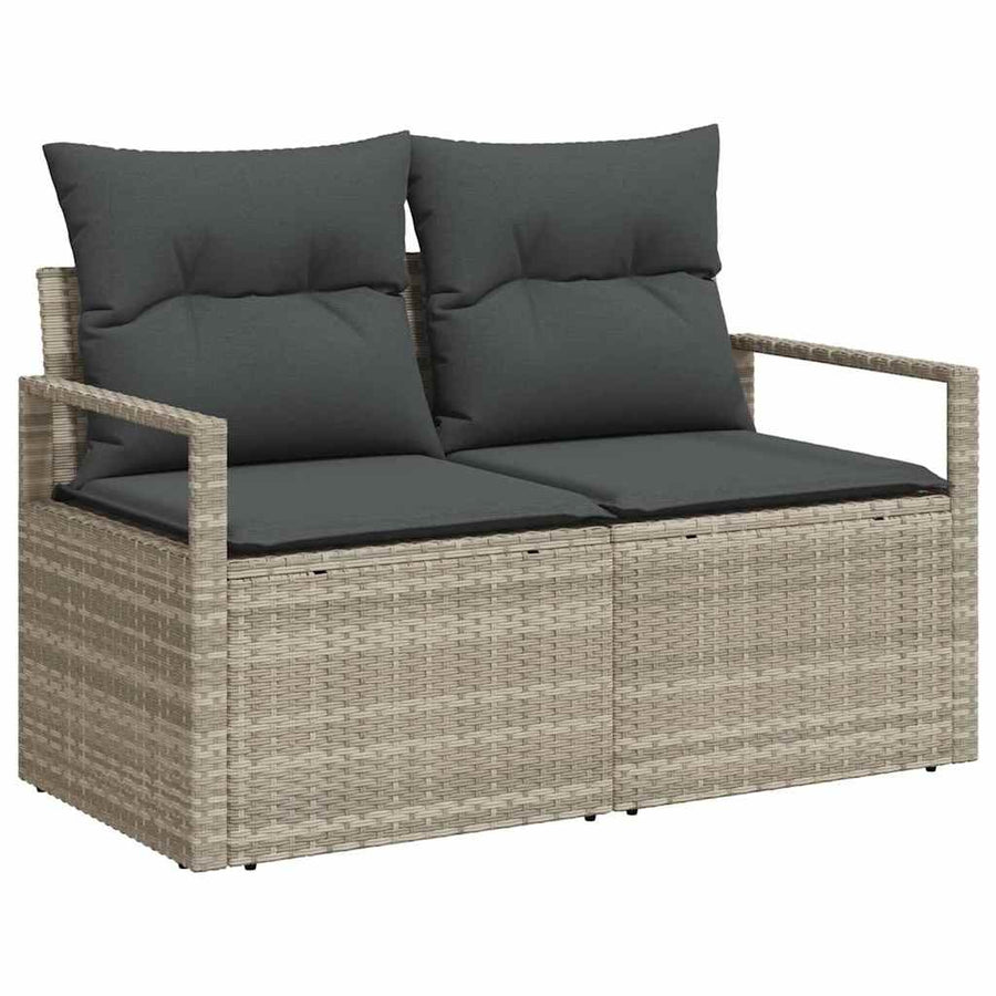 Tuin Sofa Set met kussen 9 pcs Lichtgrijs poly rattan