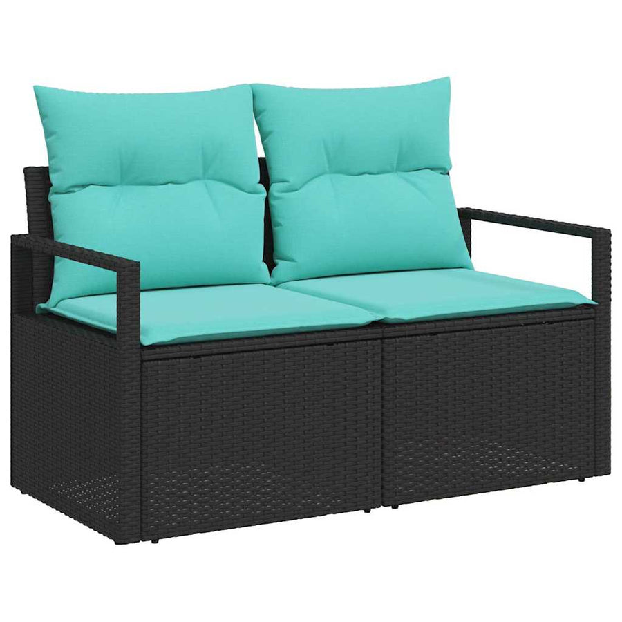 Tuin Sofa Set met kussen 6 pcs Zwart en blauw