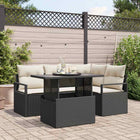 Loungeset poly rattan 5-delig zwart crème