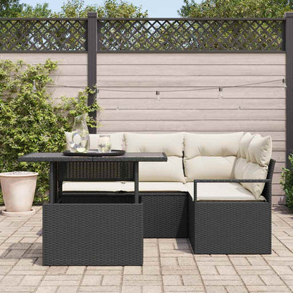 Tuin Sofa Set met kussen 5 pcs Zwart en crème poly rattan
