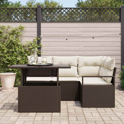 Tuin Sofa Set met kussen 5 pcs Bruin en Crème poly rattan