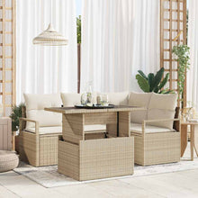 Tuin Sofa Set 5 pcs beige en crèmekleurig poly rattan