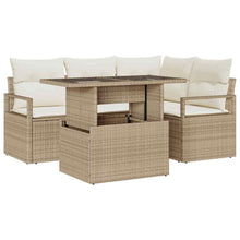 Tuin Sofa Set 5 pcs beige en crèmekleurig poly rattan