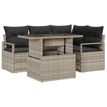 Tuin Sofa Set met kussen 5 pcs Lichtgrijs poly rattan
