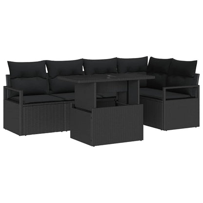 Tuin Sofa Set met kussen 6 pcs Zwart poly rattan