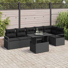 Garden Sofa Set with Storage 7 pcs Black poly rattan