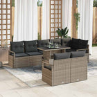 Loungeset poly rattan grijs 9-delig