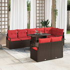 Loungeset 9-delig poly rattan bruin rood