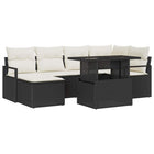 Loungeset 7-delig polyrattan zwart crème