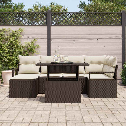 Tuin Sofa Set met kussen 7 pcs Bruin en crème