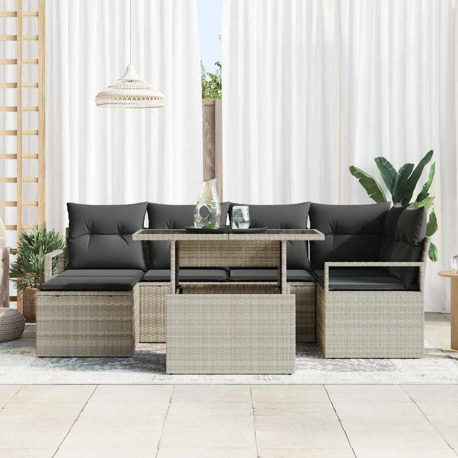Tuin Sofa Set met kussen 7 pcs Lichtgrijs