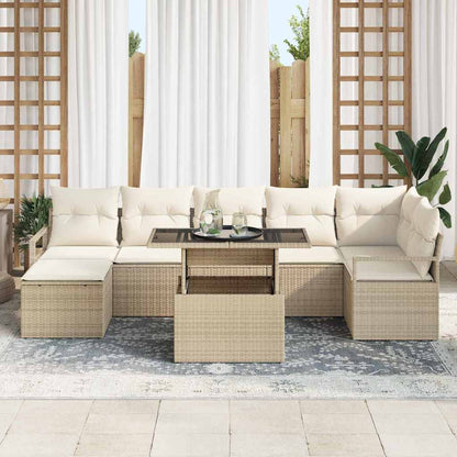 Tuin Sofa Set met kussen 8 pcs beige en crèmekleurig