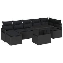 Tuin Sofa Set met opslag 8 pcs Zwart poly rattan
