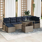 Garden Sofa Set with Storage 8 pcs Grey and Navy Blue poly rattan