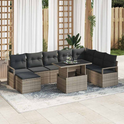 Tuin Sofa Set 9 pcs Grijs Poly rattan en gepoedercoat staal
