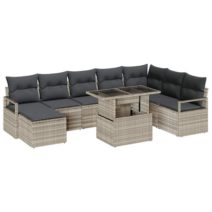 Tuin Sofa Set met kussen 9 pcs Lichtgrijs