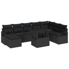Tuin Sofa Set 9 pcs Zwart Poly rattan en gepoedercoat staal
