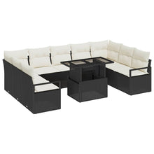 Tuin Sofa Set met kussen 10 pcs Zwart en crème poly rattan