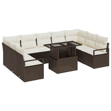 Tuin Sofa Set met kussen 10 pcs Bruin en Crème poly rattan