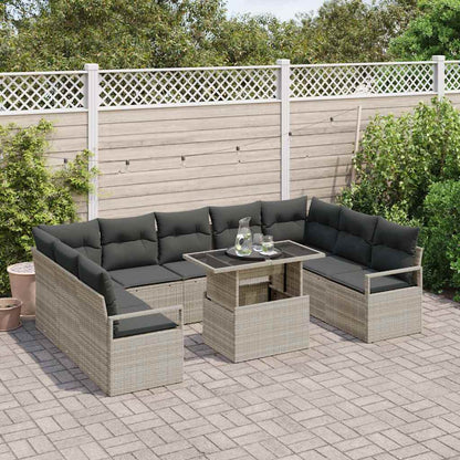 Tuin Sofa Set met kussen 10 pcs Lichtgrijs poly rattan