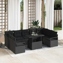 Tuin Sofa Set met kussen 10 pcs Zwart poly rattan
