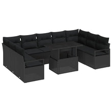 Tuin Sofa Set met kussen 10 pcs Zwart poly rattan