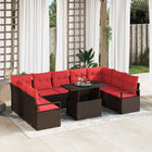 Loungeset poly riet bruin rood 10-delig