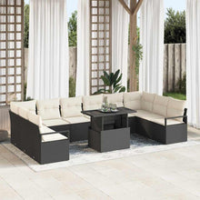 Tuin Sofa Set met kussen 11 pcs Zwart en crème poly rattan