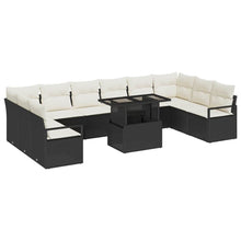 Tuin Sofa Set met kussen 11 pcs Zwart en crème poly rattan