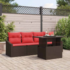 Tuin loungeset 4 zitplaatsen poly rotan bruin rood