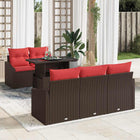 Tuin loungeset 5-zits bruin met rood kussen