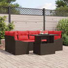 Loungeset 7-delig poly rotan bruin rood