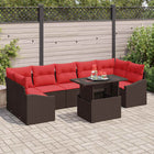 Loungeset 8-delig polyrattan bruin rood