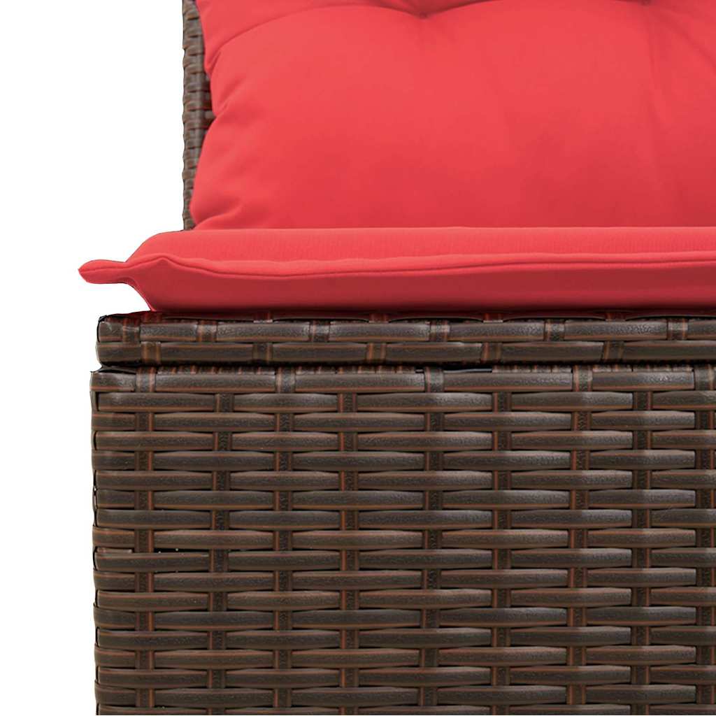 Tuin Sofa Set 9 st Bruin en Rood poly rattan