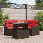 Modulaire tuin loungeset poly rattan bruin rood 178.5x123.5x85 cm