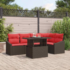 Loungeset poly rattan bruin rood 233,5x123,5 cm