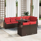 Loungeset 9-delig poly rattan bruin rood