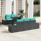 Modulaire bankstel poly rattan 5 zitplaatsen zwart blauw