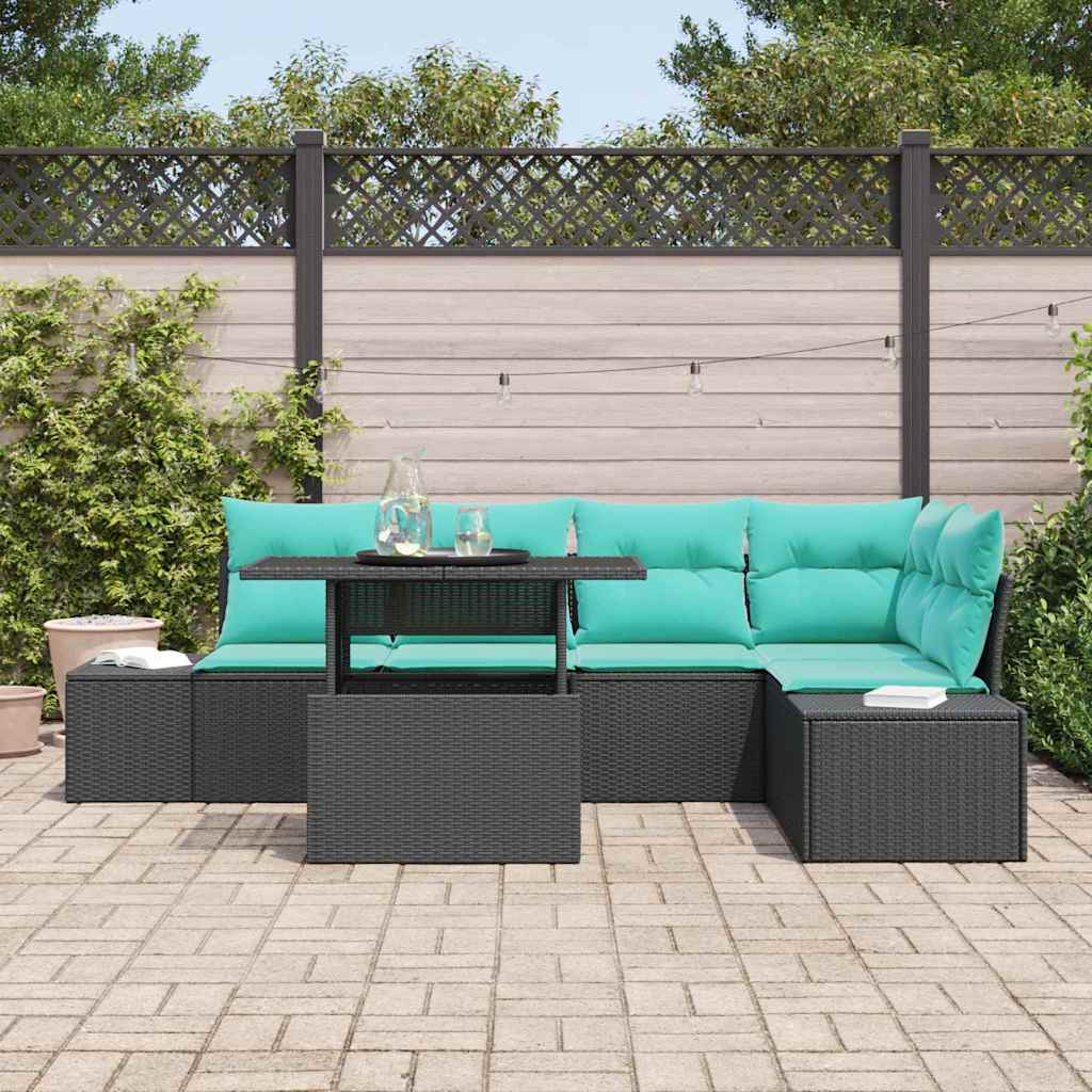Tuin Sofa Set met kussen met opslag 6 pcs Zwart en blauw