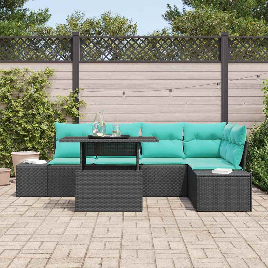 Tuin Sofa Set met kussen met opslag 6 pcs Zwart en blauw