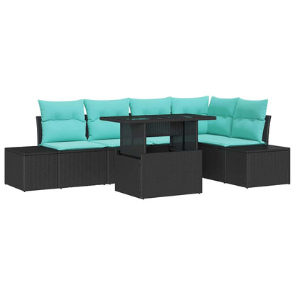 Tuin Sofa Set met kussen met opslag 6 pcs Zwart en blauw
