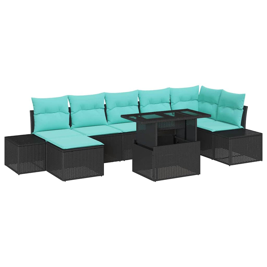 Tuin Sofa Set met kussen 8 pcs Zwart en blauw