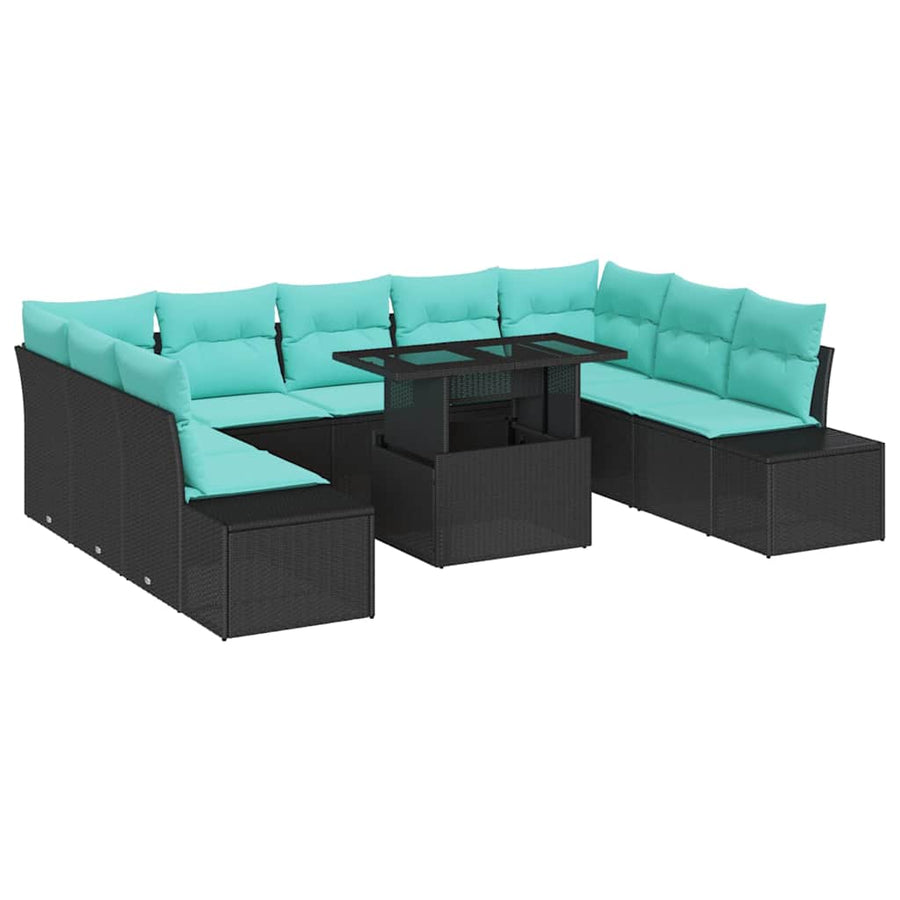 Tuin Sofa Set met kussen met opslag 10 pcs Zwart en blauw