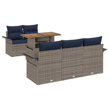 Tuin Sofa Set met kussen 6 pcs grijs en marineblauw