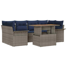 Tuin Sofa Set met kussen 7 pcs grijs en marineblauw