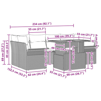 Tuin Sofa Set met kussen 7 pcs Zwart en blauw