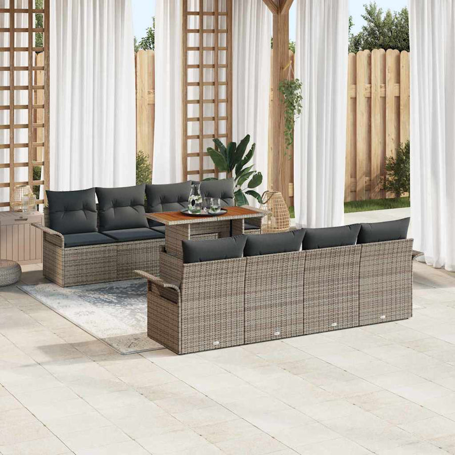 Tuinbankenset met kussen 7 pcs Grijs poly rattan