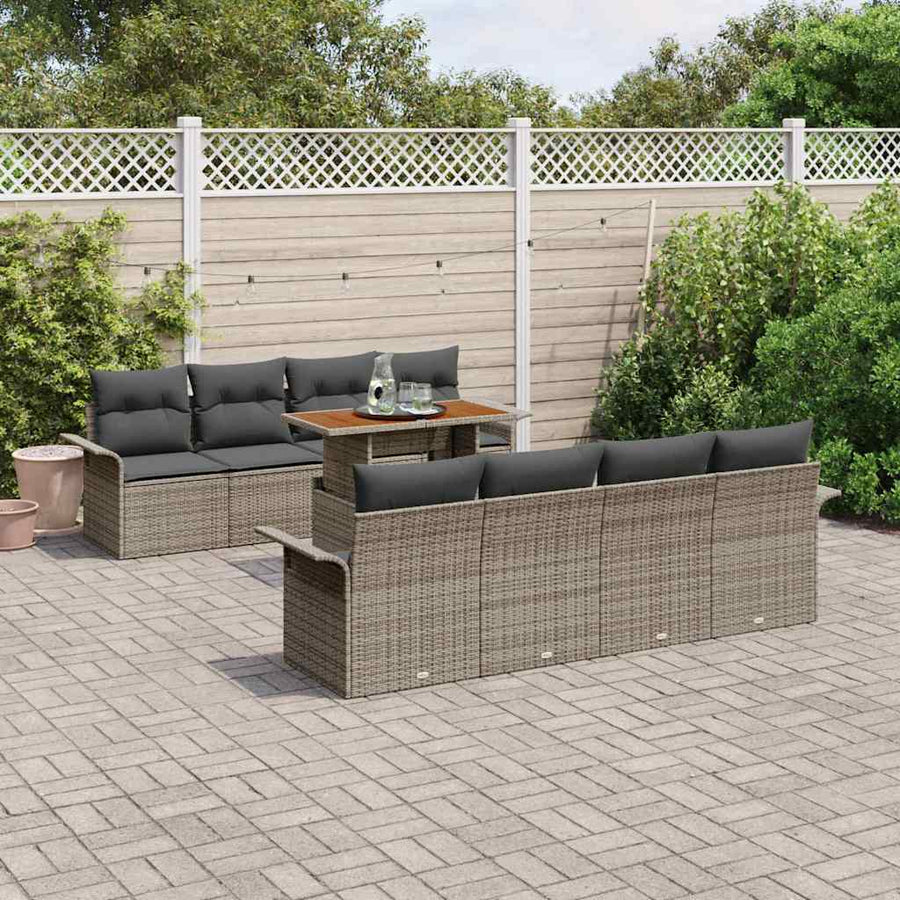 Tuinbankenset met kussen 7 pcs Grijs poly rattan