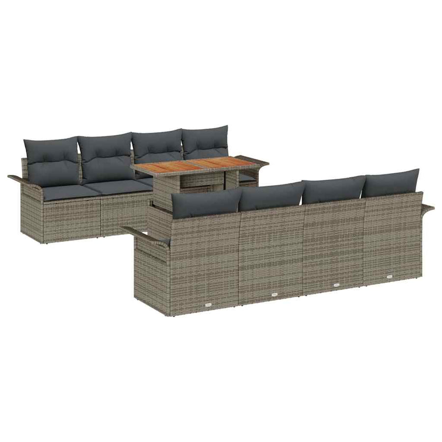Tuinbankenset met kussen 7 pcs Grijs poly rattan