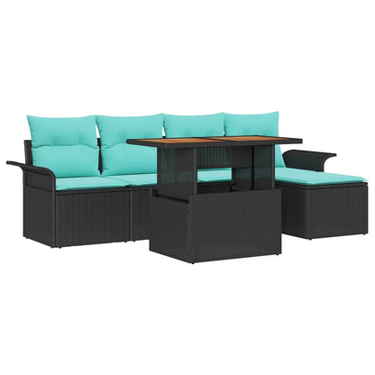 Tuin Sofa Set met kussen met opslag 6 pcs Zwart en blauw